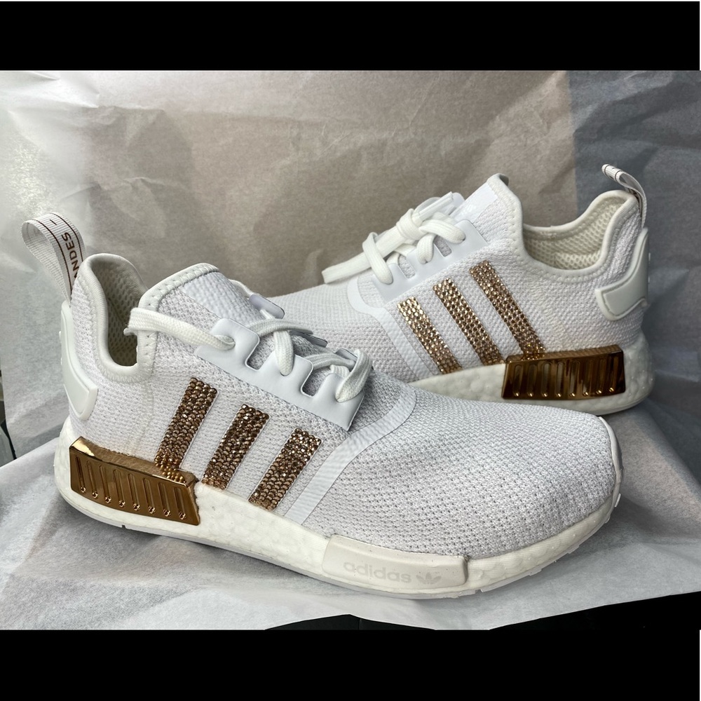 Adidas White & Rose Gold NMD R1 W Sneakers